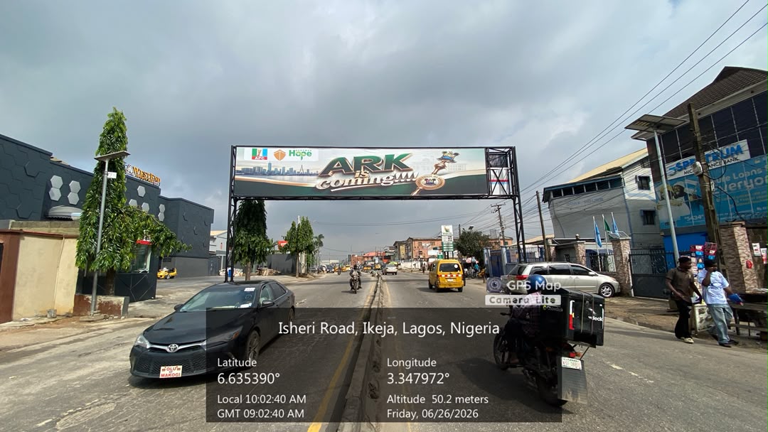 GANTRY ALONG OBA OGUNUSI ROAD BY WESTEND SPORTS BAR AND BOAT HOUSE FTF OJODU BERGER, OGBA